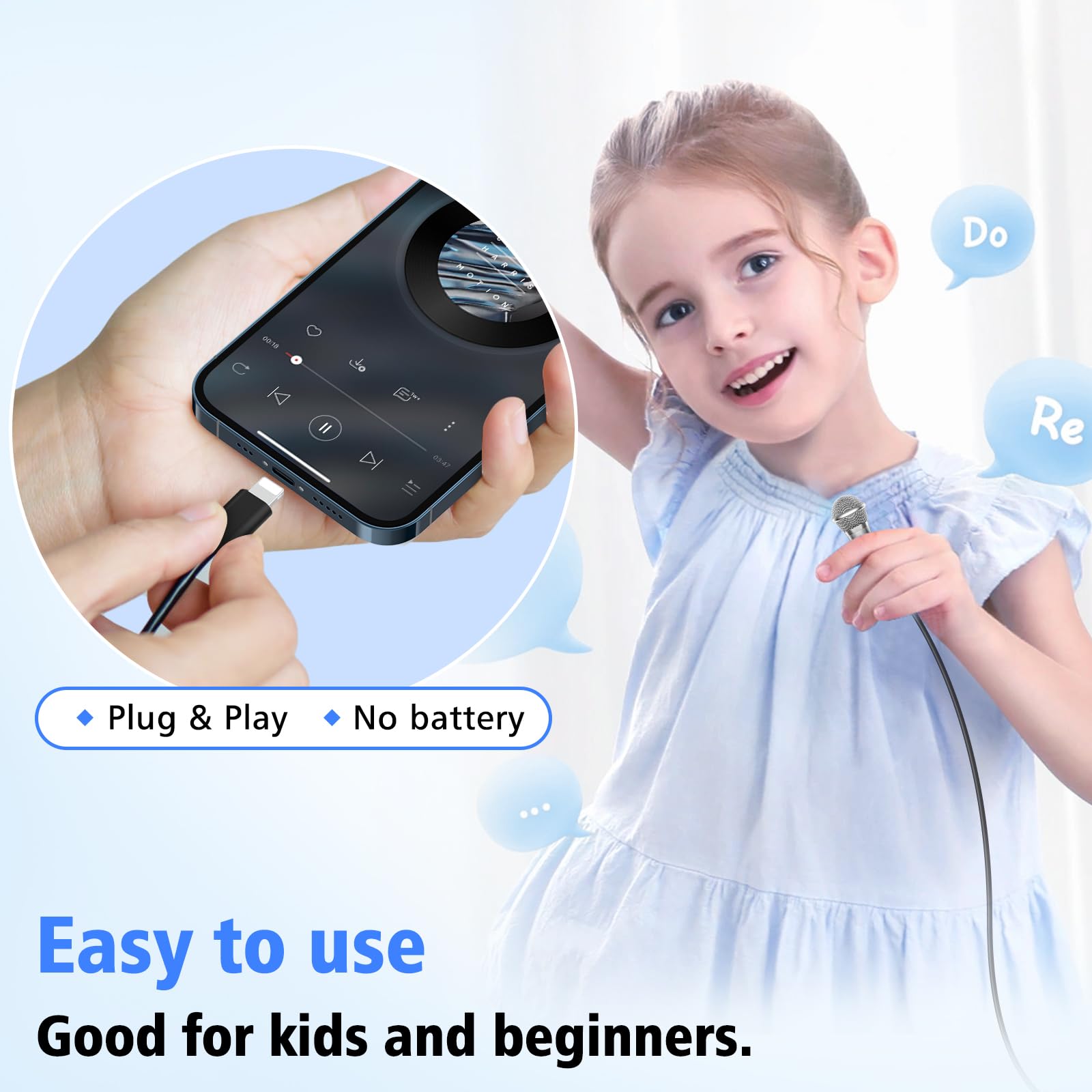 NICHOM 2-in-1 Mini Microphone for Android, iPhone 15, Laptop and PC, Portable Mini Mic for Vlogging, Karaoke, Video Recording wi